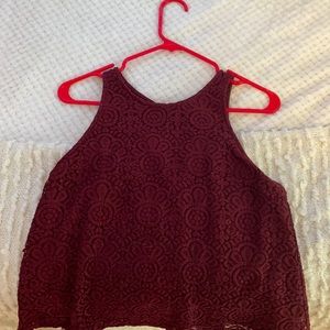 Burgundy lace tank top